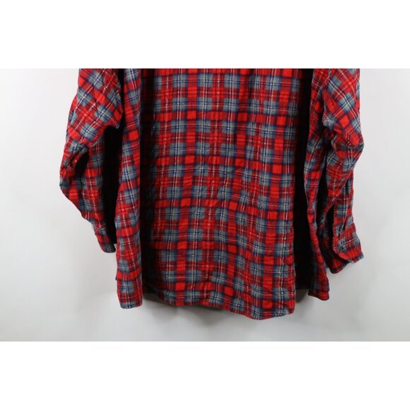 Vintage 70s Dickies Mens 4XL Faded Double Pocket Flannel Button Shirt Red Plaid - Picture 11 of 11